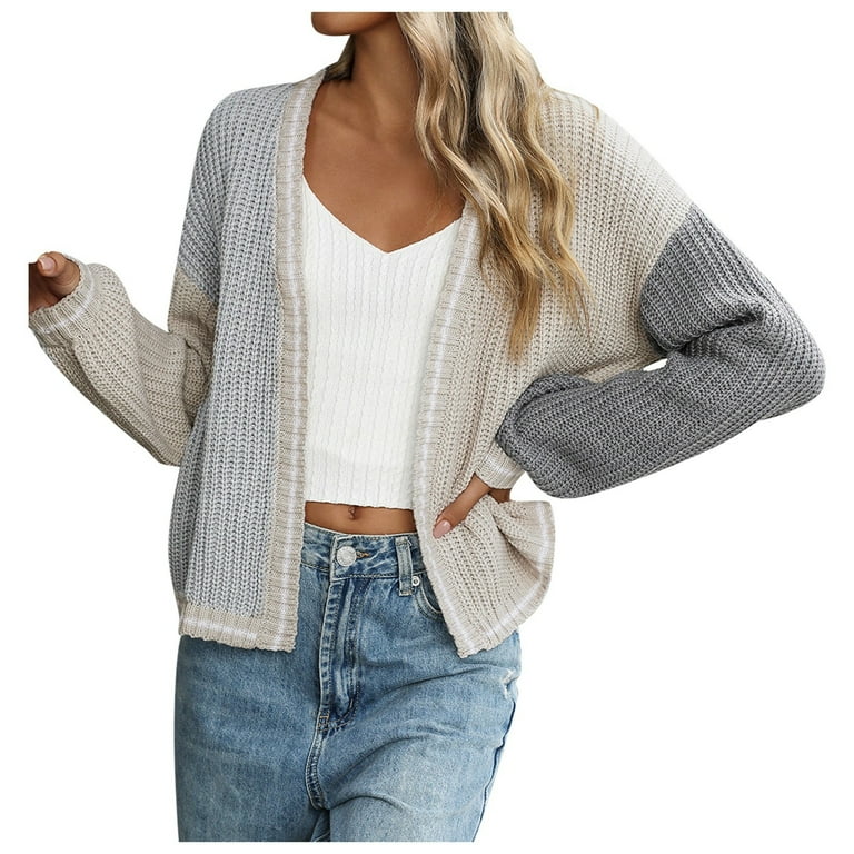 DaoAg Cardigan Sweaters For Women Sweater Cardigan Women Women Cardigan Women s Stylish Loose Knit Cardigan With Contrast Stitching For Office Wear Walmart