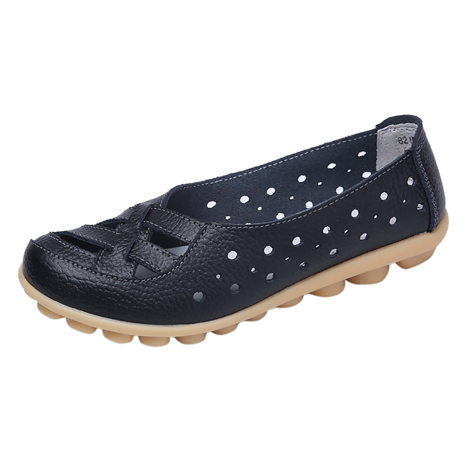 DaoAg Women's Shoes Fashion Leather Shoes Hollow Out Loafers Casual