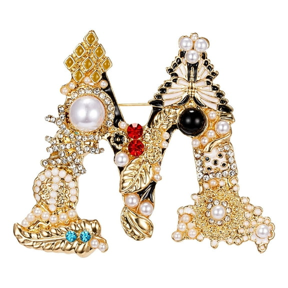 Daolelai Alphabet Pearl Brooch