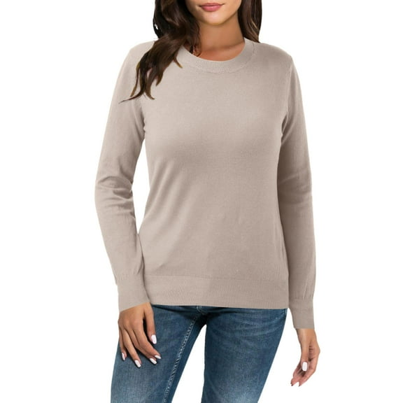 Daolelai Autumn and Winter New Round Neck Warm Tops Women's Pullover Sweater Solid Color Long Sleeve Women's Thin Inner Short Bottoming Shirt
