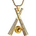 thumbnail image 1 of Daolelai Baseball Bat Diamond Gold-Plated Necklace, 1 of 8