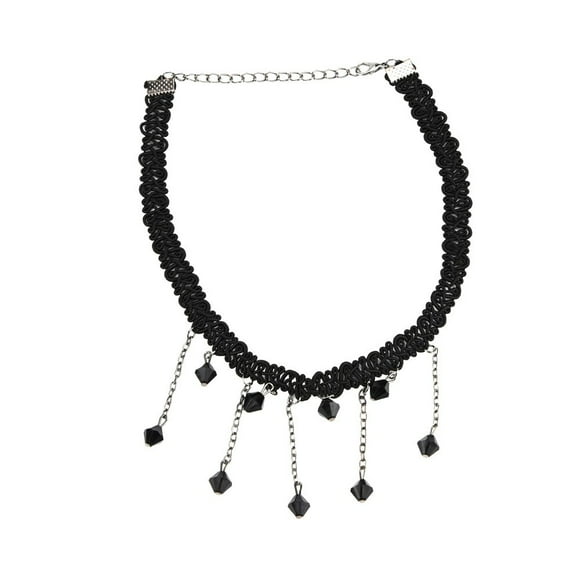 Daolelai Black Lace Hook Necklace Water Drop Bead Clavicle Chain