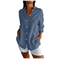 thumbnail image 1 of Daolelai Classic Pleated Textured Single Lapel Shirt for Women, 1 of 8