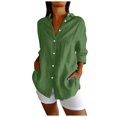 thumbnail image 1 of Daolelai Classic Pleated Textured Single Lapel Shirt for Women, 1 of 8