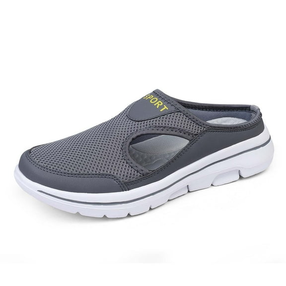 Daolelai Couple Men and Women Summer Mesh Half-Slippers Casual Shoes Breathable Sandals One-Step -On Closed-Toe Slippers