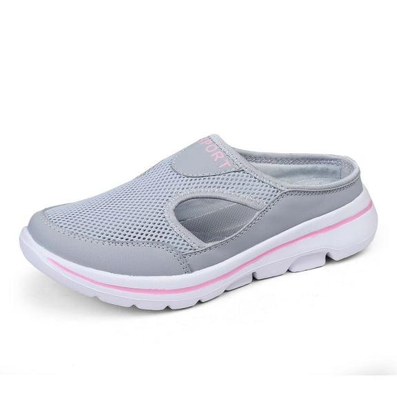 Daolelai Couple Men and Women Summer Mesh Half-Slippers Casual Shoes Breathable Sandals One-Step -On Closed-Toe Slippers