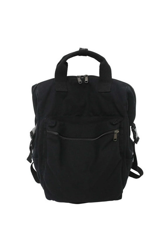 Couple's Fashion Solid Color Casual Washed Canvas College Student Schoolbag Simple Backpack