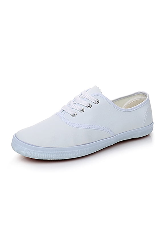 Couple's Stylish Solid Color Lace-Up Flat Casual Shoes for Men and Women, Comfortable and Non- White Shoes