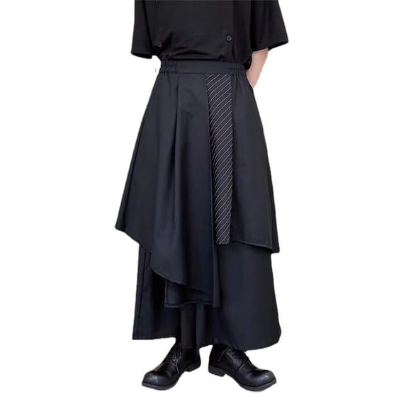 Daolelai Dark Irregular Pants Men's Trendy Japanese Style Ribbon Kendo Warrior Skirt Pants Summer