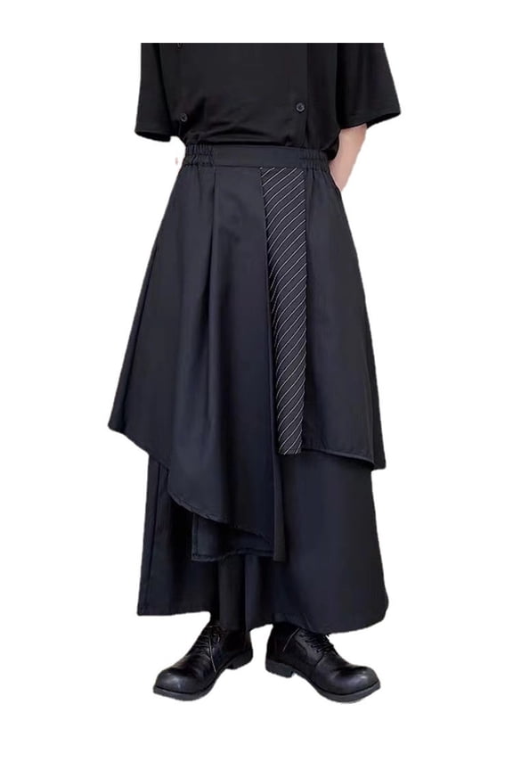 Dark Irregular Pants Men's Trendy Japanese Style Ribbon Kendo Warrior Skirt Pants Summer