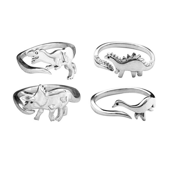 Daolelai Dinosaur Ring Open Antique Silver Four Piece Set