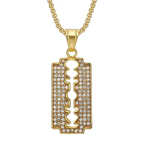 Daolelai Gold-Plated Diamond Razor Blade Pendant Necklace