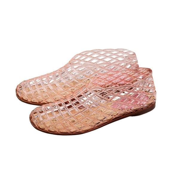 Daolelai Ladies Sandals New Mesh Shoes Beach Crystal Jelly Sandals Hollow Flat Comfortable Slip-On Ladies Casual Shoes