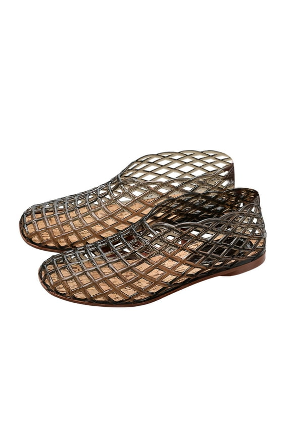 Ladies Sandals New Mesh Shoes Beach Crystal Jelly Sandals Hollow Flat Comfortable Slip-On Ladies Casual Shoes