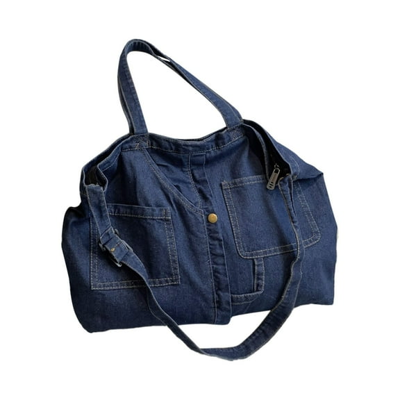 Daolelai Large Capacity Canvas Bag Retro Handbag Casual One-Shoulder Denim Bag College Style Tote Women's Bag