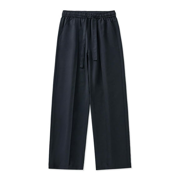 Daolelai Large Size Loose Ice Silk Suit Pants Japanese and Korean Men's Spring and Summer Casual Wide-Leg Straight Trousers