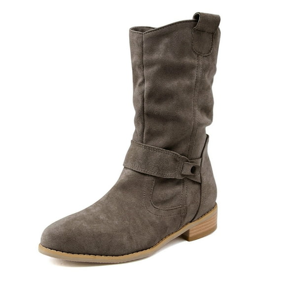 Daolelai Large Size Side Zipper Low Heel High Boots for Women Plus Size 44-45