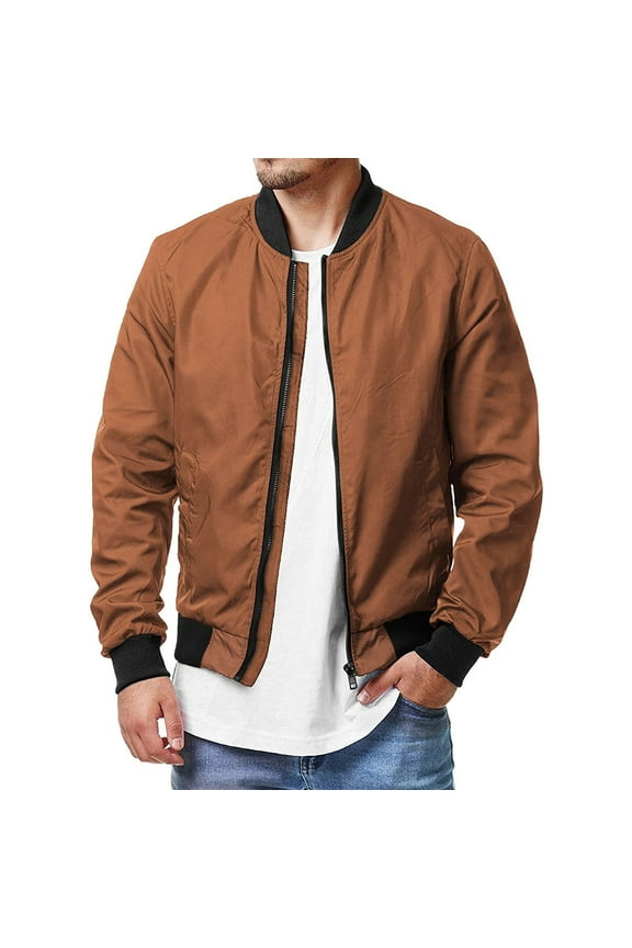Men's Autumn and Winter Casual Sports Large Size Thin Pilot Zipper Jacket