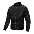 thumbnail image 1 of Daolelai Men's Baseball Jacket Solid Color Jacket Long Sleeve Collarless Coat, 1 of 5
