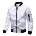 thumbnail image 1 of Daolelai Men's Baseball Jacket Solid Color Jacket Long Sleeve Collarless Coat, 1 of 5