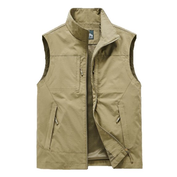 Daolelai Men's Casual Jacket 6 Pocket Workwear Sleeveless Casual Jacket Solid Color Fishing Vest