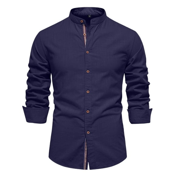 Daolelai Men's Casual Japanese Fashion Solid Color Long Sleeve Shirt