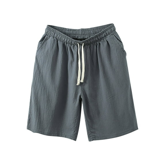 Daolelai Men's Cotton and Linen Casual Shorts