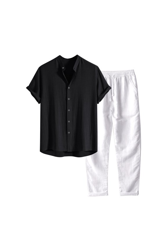 Men's Imitation Cotton and Linen Trousers Suit