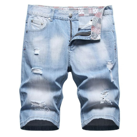 Daolelai Men's Jeans Men's Ripped Denim Shorts