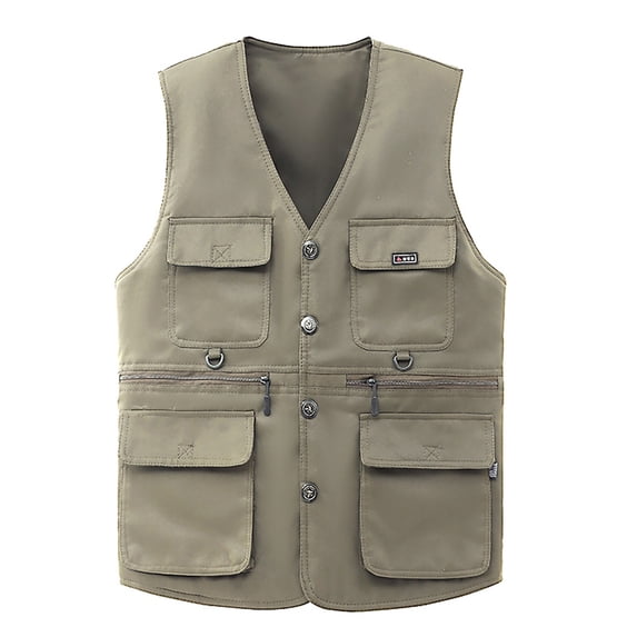 Daolelai Men's Large Size Multi-Pocket Vest