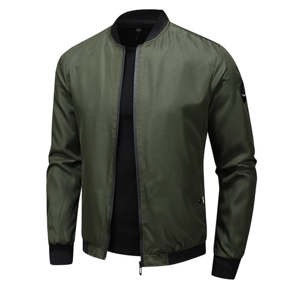 Daolelai Men's Lightweight Solid Color Stand Collar Jacket
