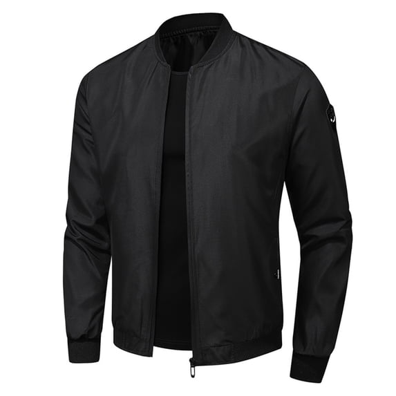 Daolelai Men's Lightweight Solid Color Stand Collar Jacket