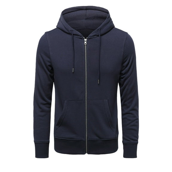Daolelai Men's Multicolor Loose Casual Hooded Zipper Solid Color Sweatshirt