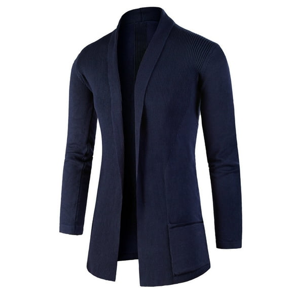 Daolelai Men's New Sweater Cardigan V-Neck Fashionable Solid Color Mid-Length Slim Fit Jacket