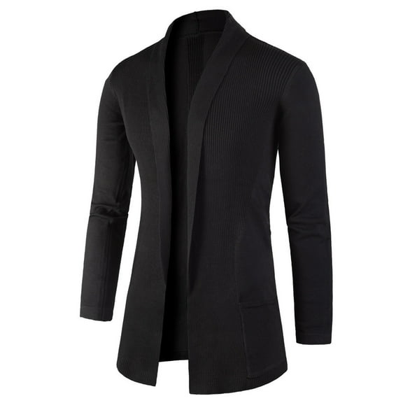 Daolelai Men's New Sweater Cardigan V-Neck Fashionable Solid Color Mid-Length Slim Fit Jacket