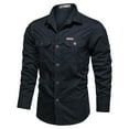 thumbnail image 1 of Daolelai Men's Pocket Washed Long Sleeve Work Shirt, 1 of 3