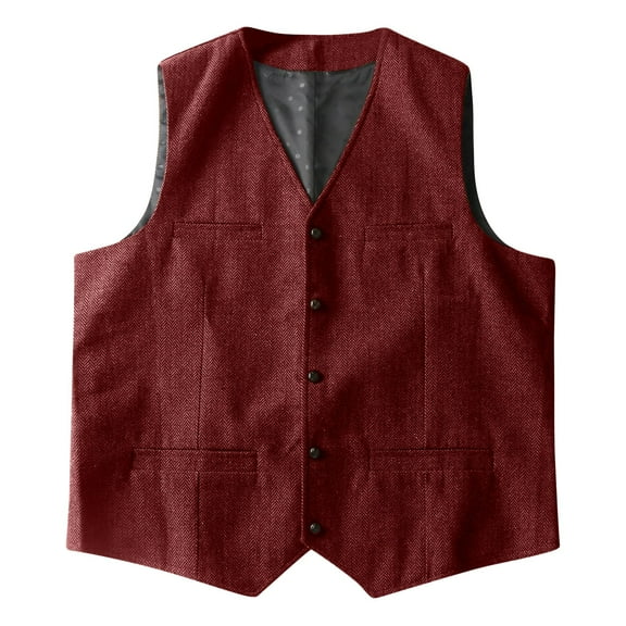 Daolelai Men's Slim Fit Vest Groomsmen Dress Casual Business Suit Wedding Dress Vest Jacket