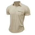 thumbnail image 1 of Daolelai Men's Solid Color Stand Collar Short Sleeve Polo Shirt, 1 of 5
