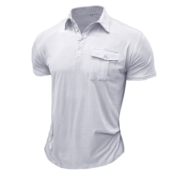 Daolelai Men's Solid Color Stand Collar Short Sleeve Polo Shirt