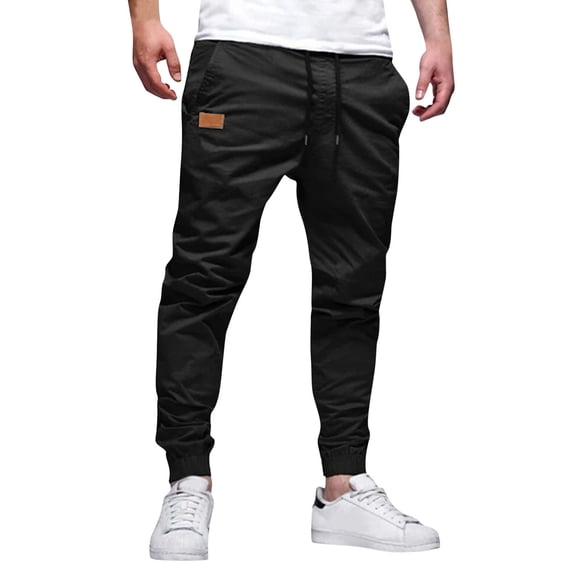 Daolelai Men's Solid Pocket Drawstring Cargo Pants