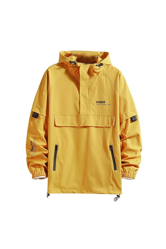 Men's Spring and Autumn All-Match Half-Zip Jacket Hooded Jacket