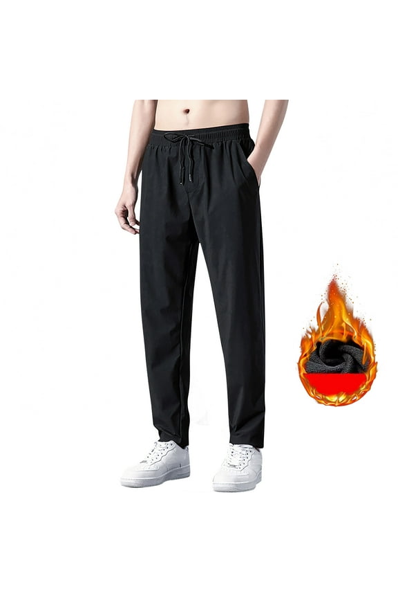 Men's Straight Pants Autumn and Winter New Korean Style Plus Velvet Style Large Size Casual Trousers Loose Ice Silk Sports Pants