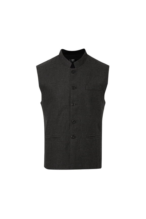 Men's Zhongshan Collar Herringbone Dress Suit Vest