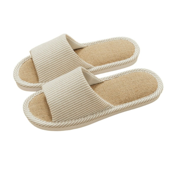 Daolelai New Hotel Cotton and Linen Slippers for Women Spring and Autumn Summer Home Couple Linen Thick Bottom Four Seasons Sandals