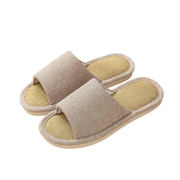 Daolelai New Hotel Cotton and Linen Slippers for Women Spring and Autumn Summer Home Couple Linen Thick Bottom Four Seasons Sandals