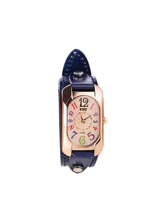 Retro Fashion Leather Strap Rectangular Color Digital Watch