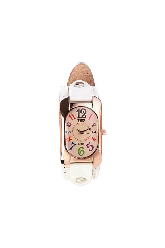 Retro Fashion Leather Strap Rectangular Color Digital Watch