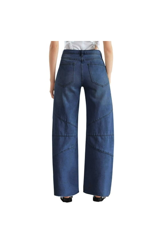 Retro Washed Mid-Rise Loose Pleated Banana Version Versatile Jeans