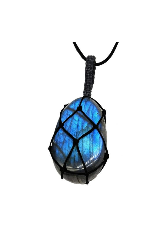 Rough Moonstone Braided Pendant Necklace