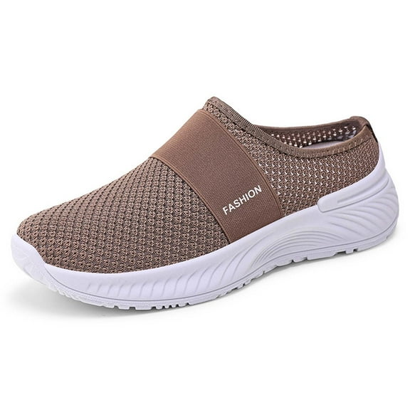 Daolelai Shoes for Women Summer Casual Shoes Breathable Non-Stuffy Mesh Shoes One-Step Slip-On Half Slippers Soft Sole Women's Orthopedic Shoes